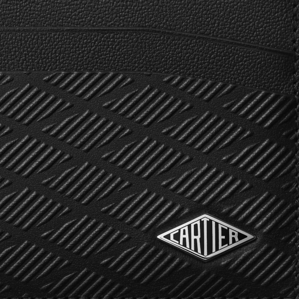 カード ホルダー 
ロザンジュ　 ブラック デボス加工カーフスキン、ゴドロンモチーフ、エナメル＆パラジウムフィニッシュ